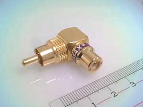 RCA Plug To Jack Right Angle Gold Short